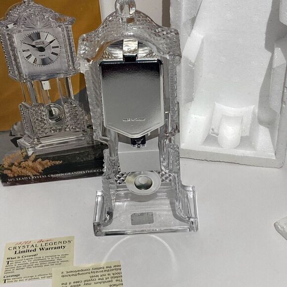 Crystal Legends By Godinger Clear Crown Grandfather Shelf Clock OS - Picture 7 of 10